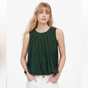 Madewell green Sleeveless Crewneck Bubble Top size M new